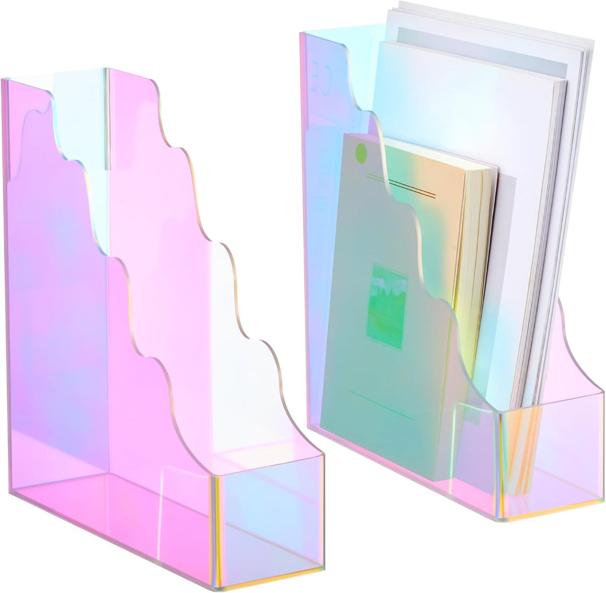 Engrowtic 2 Pcs Iridescent Water Ripples Acrylic Magazine Holder