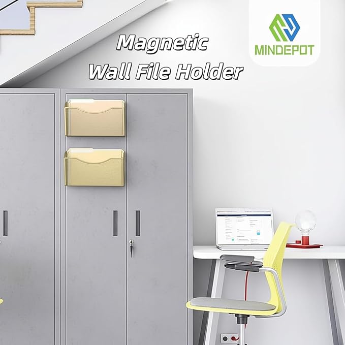 MINDEPOT Magnetic Wall File Organizer, Hanging Wall Mounted File Folder Binder - Image 6