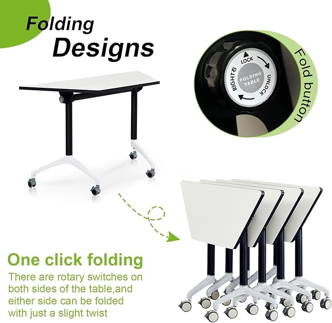 Foldable Conference Room Tables, Flip Top Mobile Training Table, Modern Meeting - Image 3