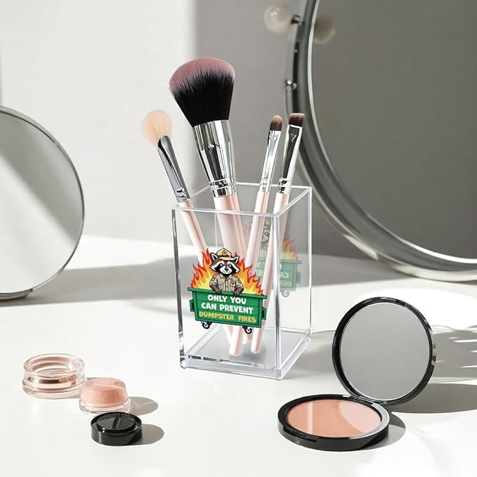 Vgrti Only You Can Prevent Dumpster Fire Acrylic Cosmetic Pencil Pen Holder Cup - Image 3