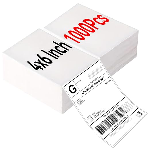 4"×6" Direct Thermal Shipping Label, Fanfold Thermal Label 1000 Packs Permanent by JointownInternational