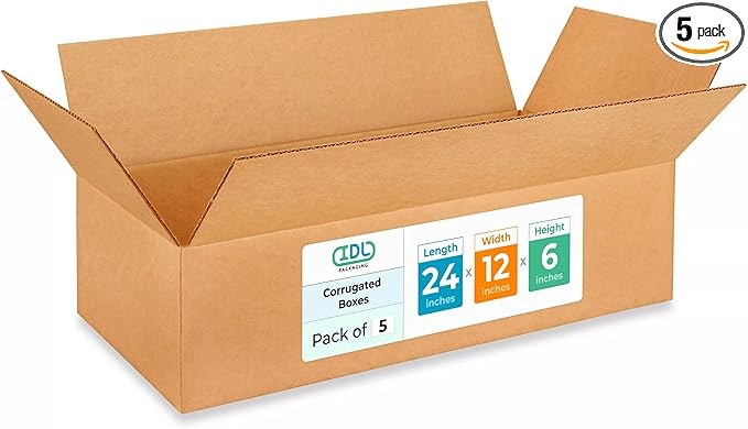 Large Shipping & Moving Boxes 24 x 12 x 6 inches by IDLPackaging