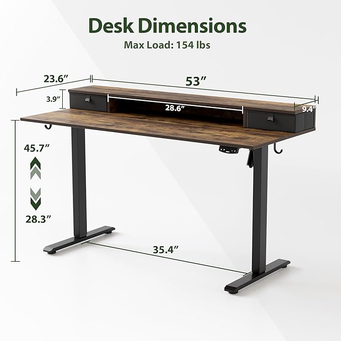 Agilestic 53 x 24 Inches Height Adjustable Electric Standing Desk - Image 9