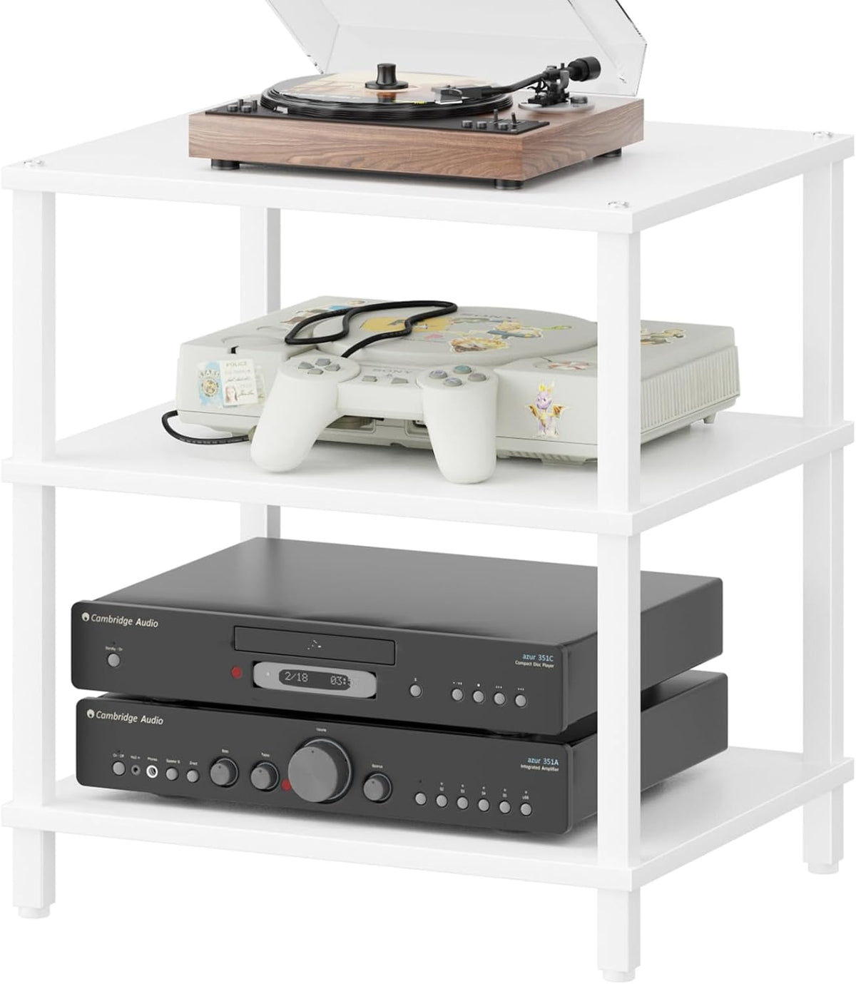 3-Tier AV Media Player Stand, Modern Stereo Cabine, Game Console Shelf