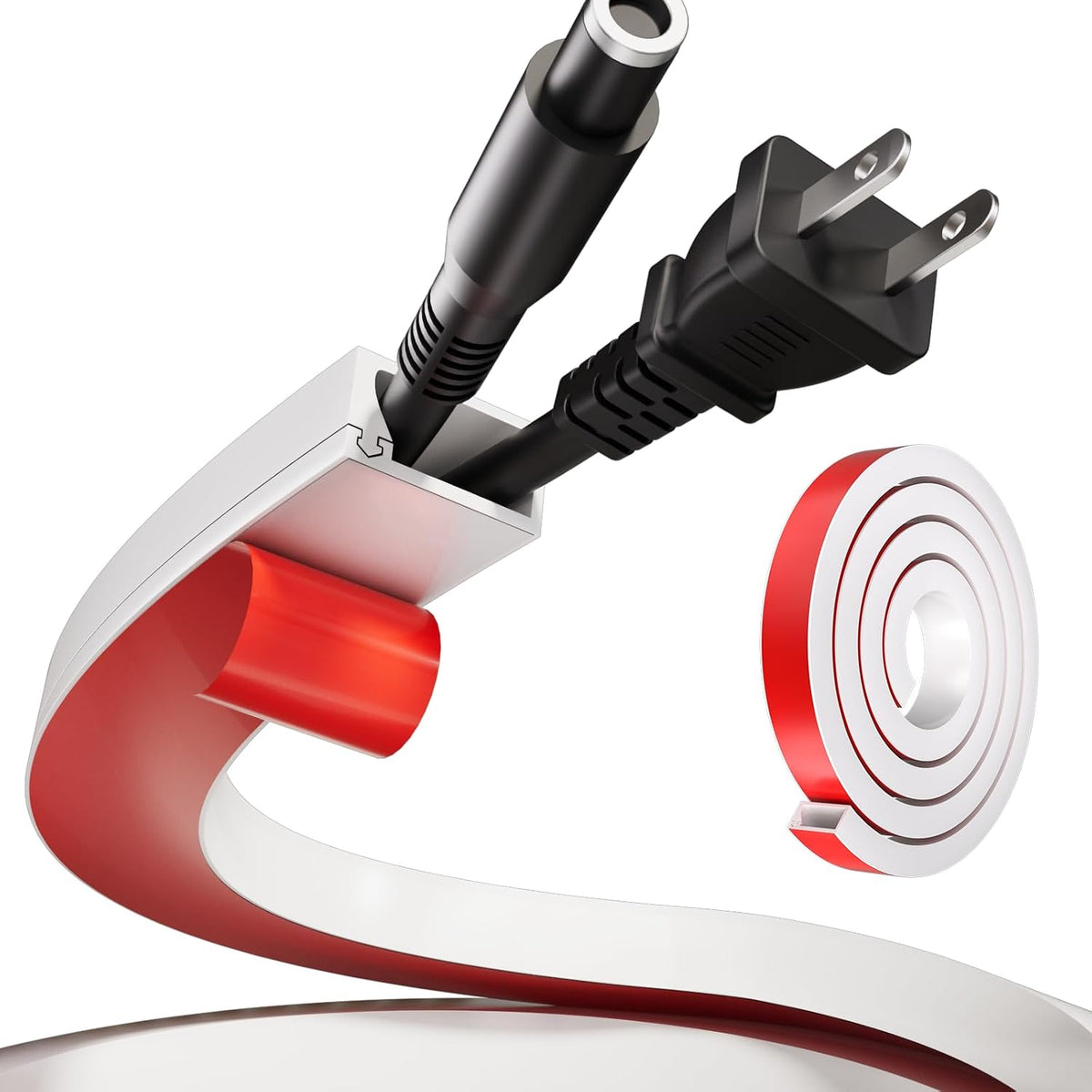 118" Silicone Cord Hider for 2-3 Cords, Self-Adhesive Large Wall Cord Cover