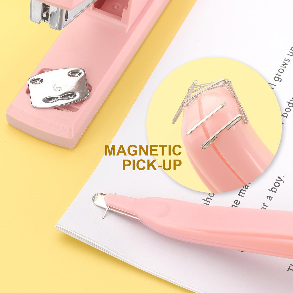 ZZTX Desktop Stapler with Remover & 1000 Staples Pink | Durable & sturdy, Office & home