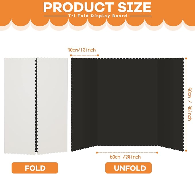 Henoyso 8 Pcs 36 x 48 Inch Black Trifold Poster Board Large Tri Fold - Image 2