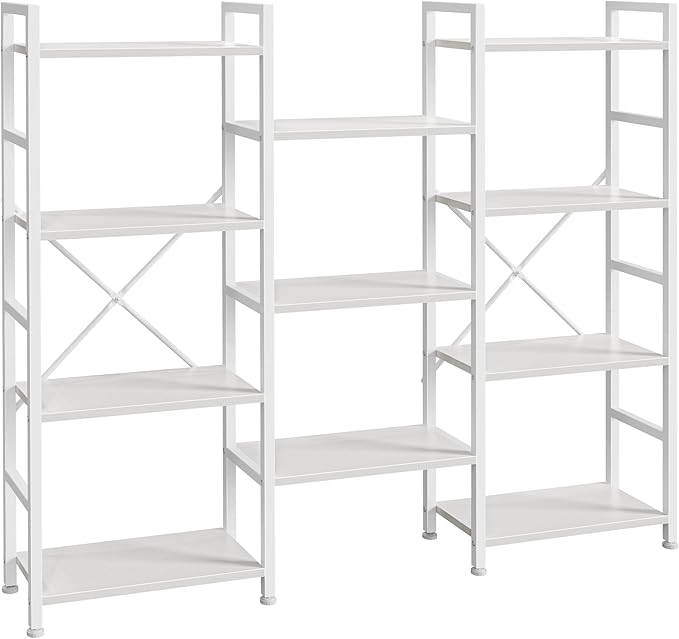 SUPERJARE Triple 4 Tier Bookshelf, Bookcase by SUPERJARE