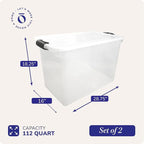 HOMZ 2-Pack Latching Lid, Large Clear Plastic Storage Bins w/Lids, 112 Quart - Image 4