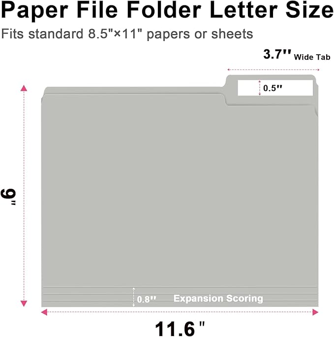 File Folder, RAZCC 150 Pack 1/3 Cut Tab File Folders Letter Size, Folders - Image 2