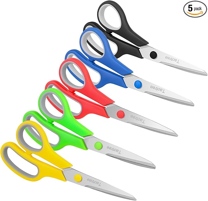 Scissors for Office, Taotree 8" Scissors All Purpose Bulk of 5-Pack, Middle by Taotree