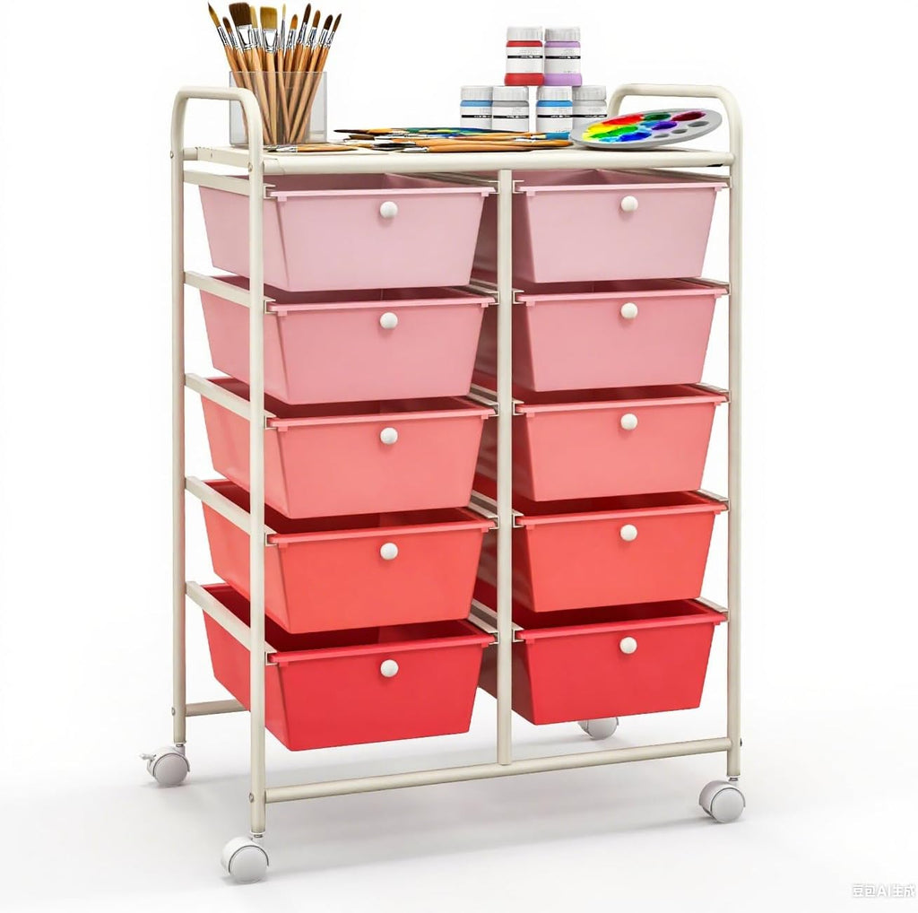 GLACER 10 Drawer Rolling Cart, Storage Cart