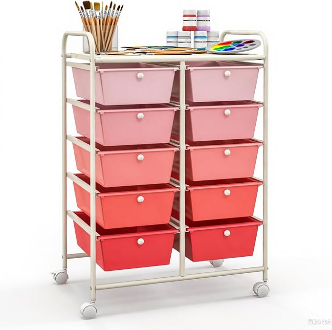 GLACER 10 Drawer Rolling Cart, Storage Cart by GLACERGrowupinhappiness