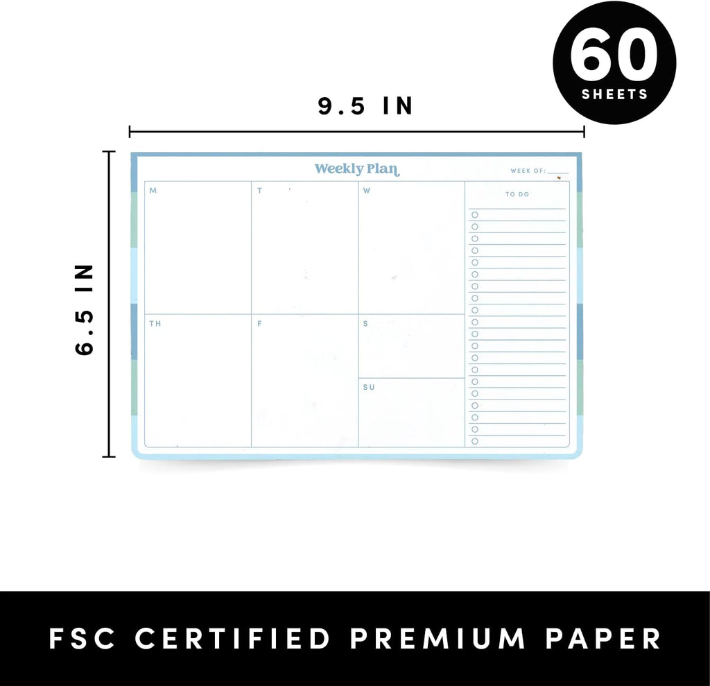 PAPERAGE To Do List Notepad & Weekly Planning Pad, 60 Sheets, 6.5 in x 9.5 in, Undated Weekly Planner & To Do List Notebook for Work, Home Office & School, (Blue)