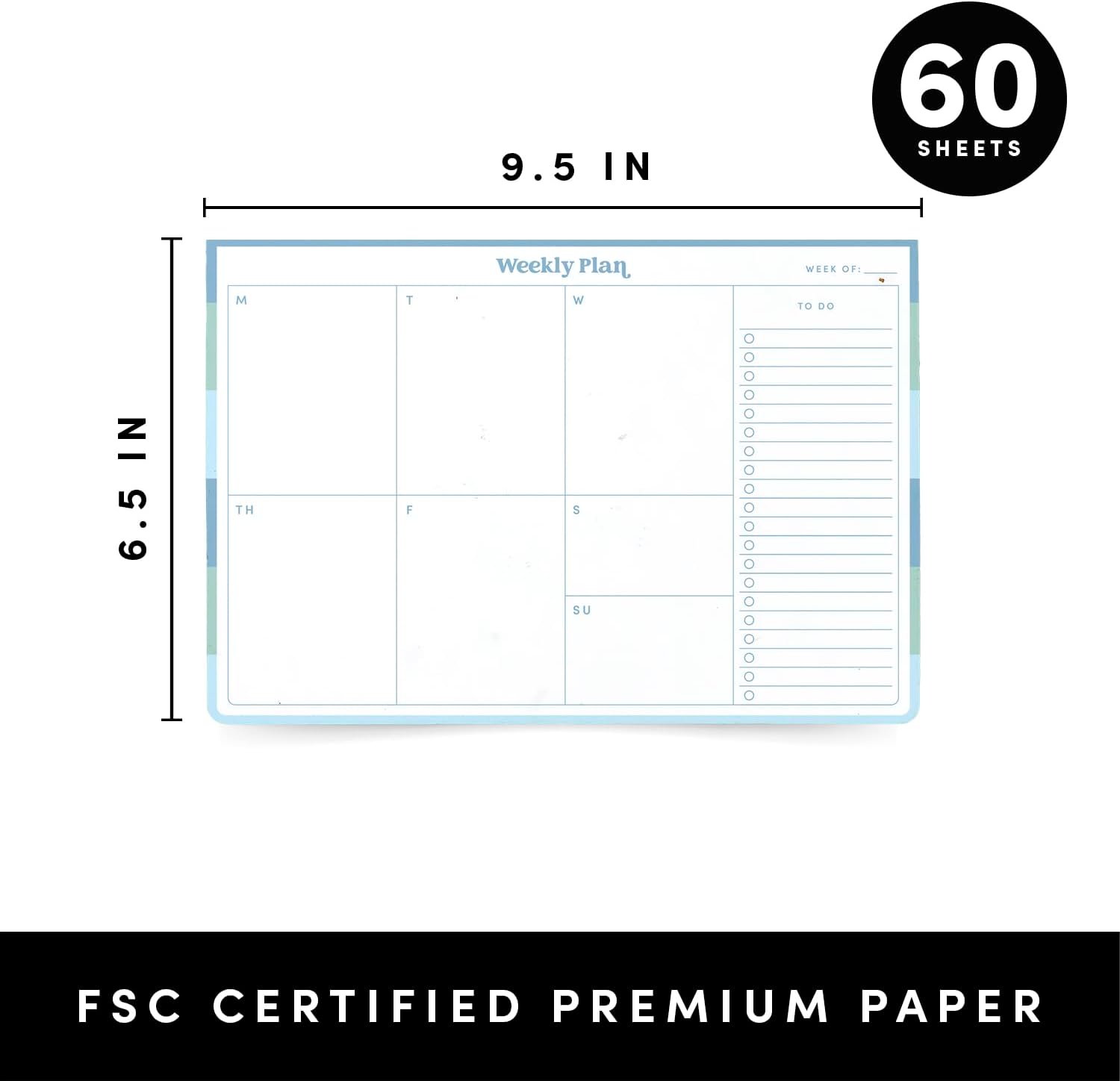 PAPERAGE To Do List Notepad & Weekly Planning Pad, 60 Sheets, 6.5 in x 9.5 in, Undated Weekly Planner & To Do List Notebook for Work, Home Office & School, (Blue)