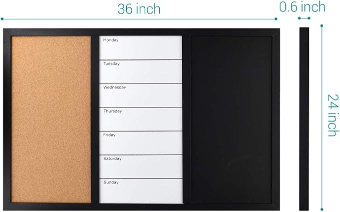 Navaris Combination Board Cork/Whiteboard/Chalkboard - Image 6
