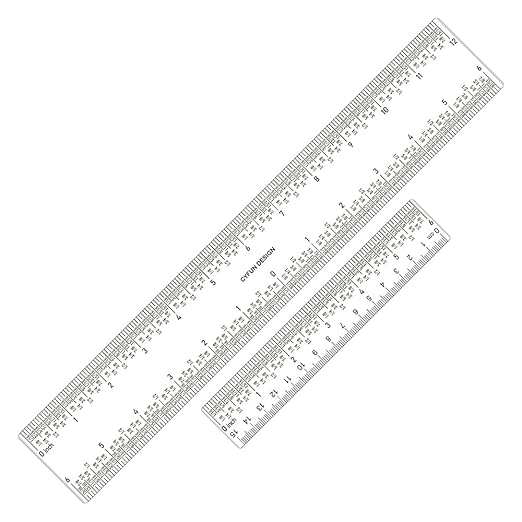 2 Pieces 6"/12" Clear Acrylic Ruler Zero-Centering Ruler by CYFUNDESIGN