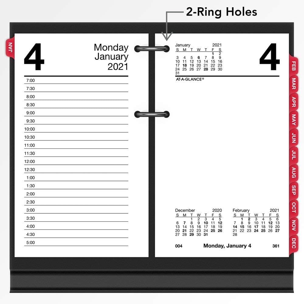 2021 Daily Desk Calendar Refill by AT-A-GLANCE, 3-1/2" x 6", Loose-Leaf, with Monthly Tabs (E717T5021)