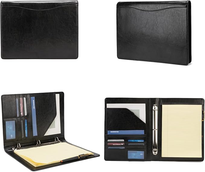 Geslun Vegan Leather 3 Ring Binder, 8.5 x 11 Letter Size Folio - Image 6