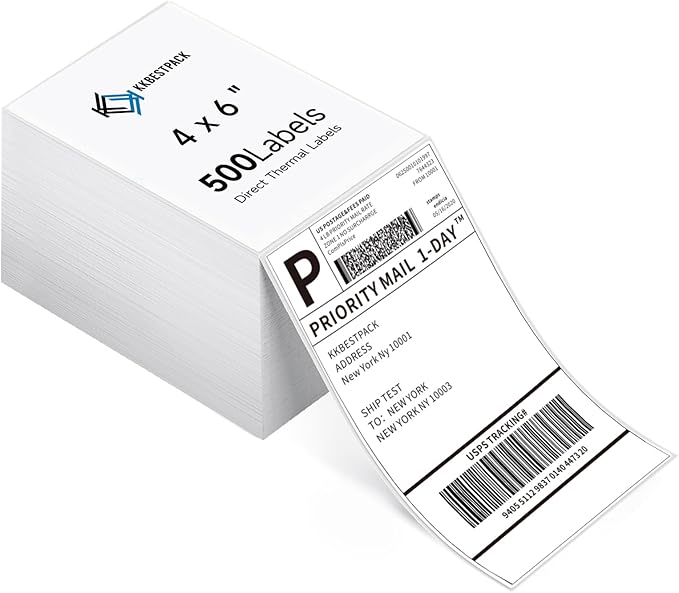 KKBESTPACK Fan Fold 4x6 Direct Thermal Shipping Labels by KKBESTPACK