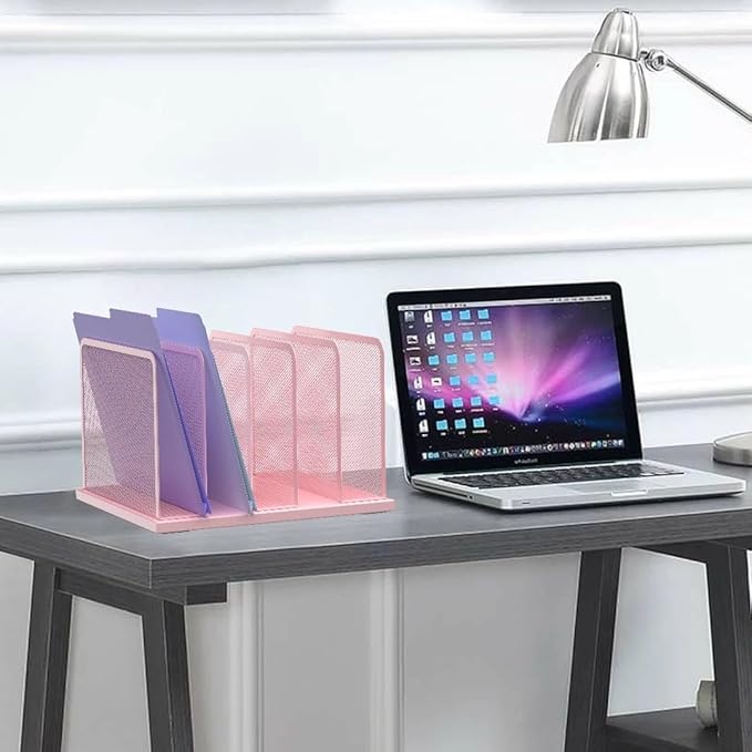 Kuntine.B Desk File Organizer Upright Mesh Desktop Organizer File Sorter Office - Image 6