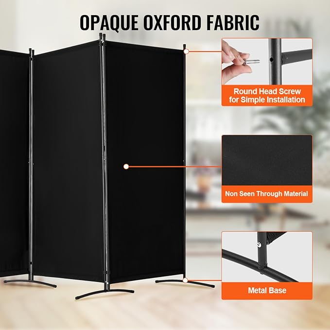 VEVOR Room Divider, 3 Panel Room Divider, Folding Privacy Screen and Portable - Image 3