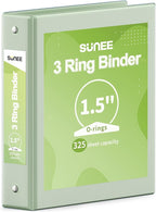 SUNEE 3 Ring Binder 1.5 Inch 1 Pack, Sage Green by SUNEE