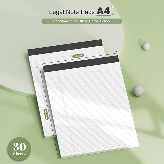 White Legal Pads 8.5 x 11 Narrow Ruled, 24 Pack Notepads College Ruled Pads of - Image 2