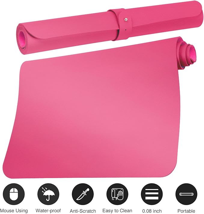 Boutilon Leather Desk Pad Protector, Non-Slip Mouse Pad, Laptop Desk Pad - Image 3