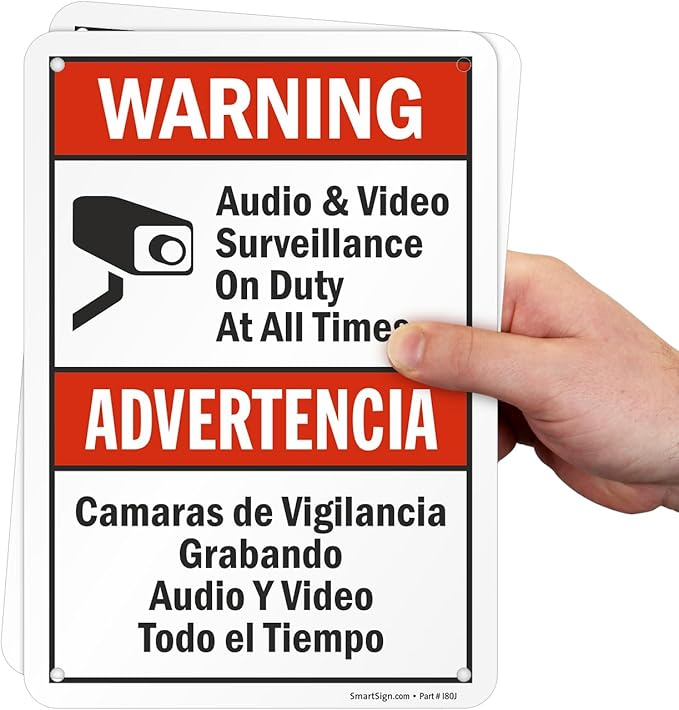 SmartSign 2-Pack 'Warning Audio And Video Surveillance On Duty At All Times' - Image 9