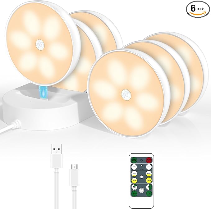 LED Closet Lights Motion Sensor Puck Light by BringYouWarmLightingCare