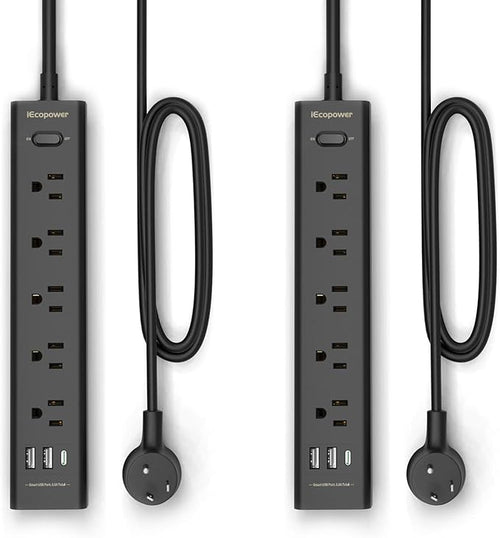 10FT Long Surge Protector Power Strip-with 5 Widely Outlets and 3 USB Ports by iEcopower