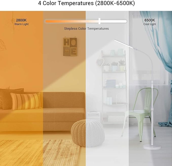 NXONE Led Floor Lamp, Modern Reading Adjustable Standing Height 4 Colors and - Image 8