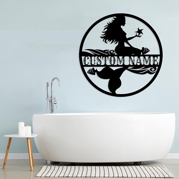 Custom Mermaid Metal Sign, Personalized Mermaid Name metal Signs, Mermaid Wall - Image 2