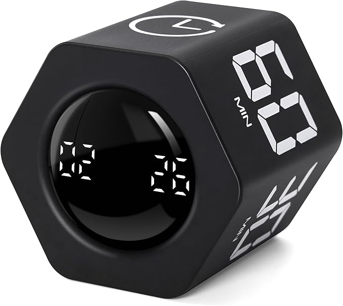 Exlliy Productivity Timer 1, 60 Minutes Preset, Desk Cube Timer by Exlliy
