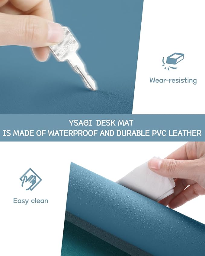 YSAGi Non-Slip Leather Desk Pad, Waterproof Laptop Computer Desk Keyboard Mat - Image 5