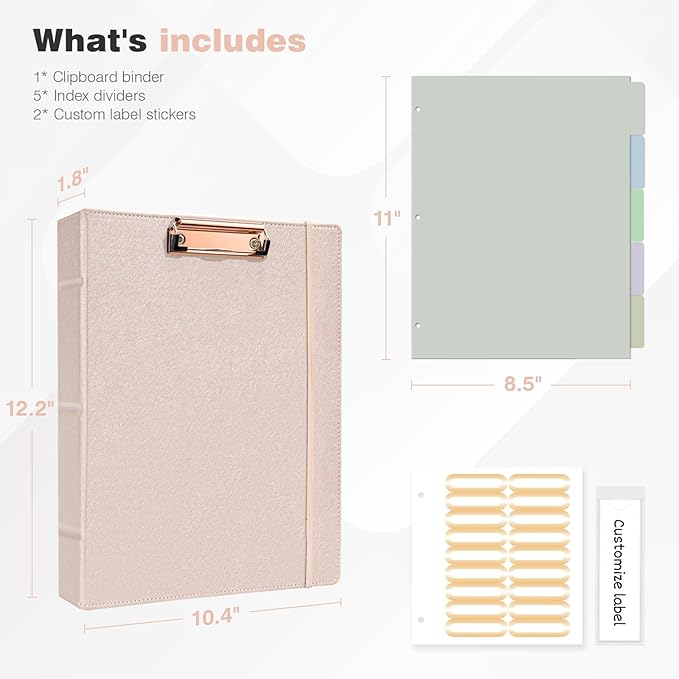 Ospelelf 3 Ring Binder with Clipboard, 1 Inch Leather, Letter Size, Clipboard - Image 3