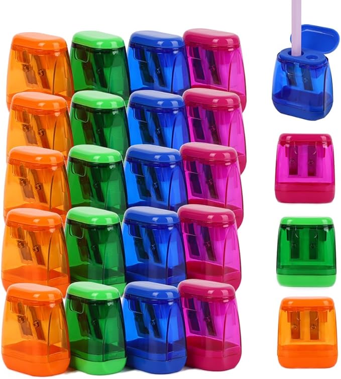 Colored Manual Pencil Sharpeners in Bulk, BOPART 24pcs Small Handheld Pencil by BOPART-ENJOYYOURLIFEALWAYSBYYOURSIDE