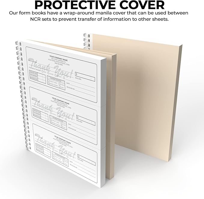 Custom 8.5" x 7" Carbonless NCR Books in 3-Part Triplicate Invoices, Work Orders - Image 3