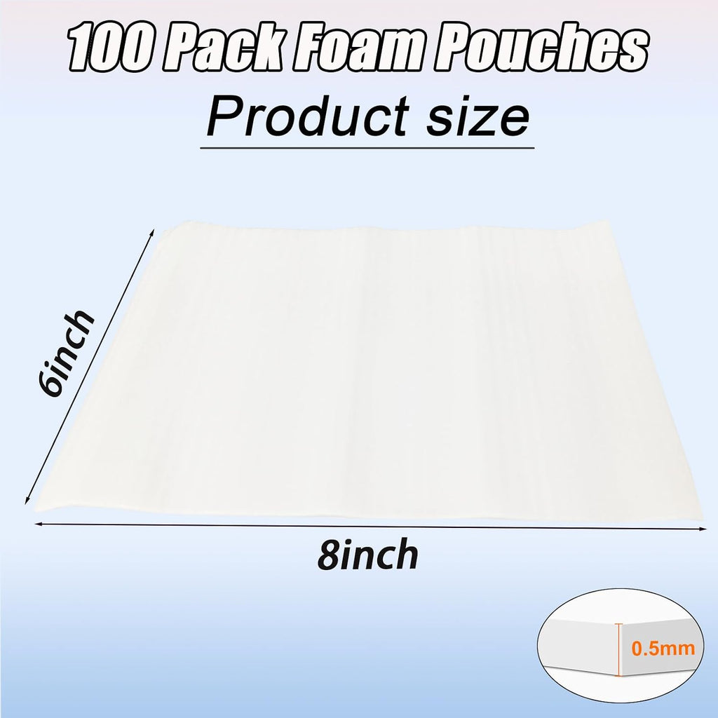XHmax 100PCS 6x8Inch Cushioning Foam Pouche for Moving and Storing | Reusable,Waterproof,for Small Fragile Items,Small Electronic Products,Cosmetic Products,Jewelry,Glasses,Cups