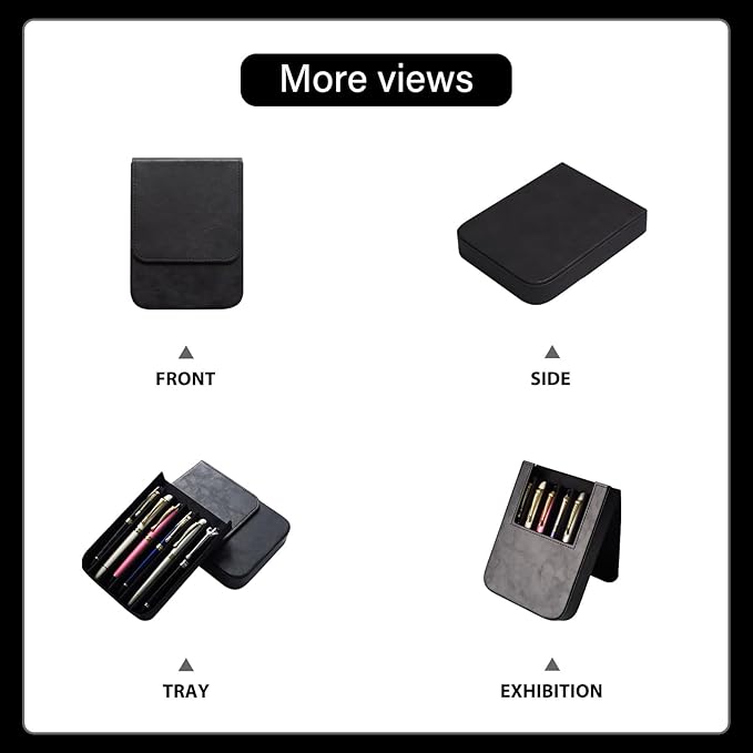 MIVLXLX Leather 6 Fountain Pen/Pencil Tray Case, Magnetic Closure - Image 5