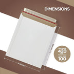 100 Pack 9x11.5 Inches Rigid Mailers – Self Adhesive White Cardboard Envelopes - Image 2