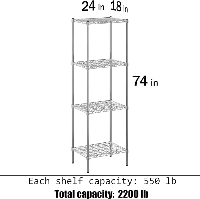 Regal Altair 18" Deep x 24" Wide x 74" Height Wire Shelving Kit | 4-Tier | NSF - Image 3