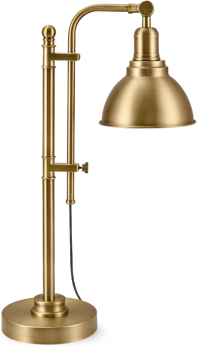 VONLUCE Rustic Desk Lamp Gold Adjustable, Industrial Style Metal Task Lamps by Vonluce