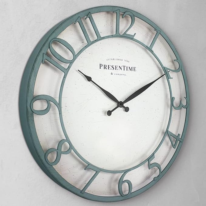 Presentime & Co 21" Farmhouse Series Wall Clock, Vintage Style, Retro Clock - Image 3