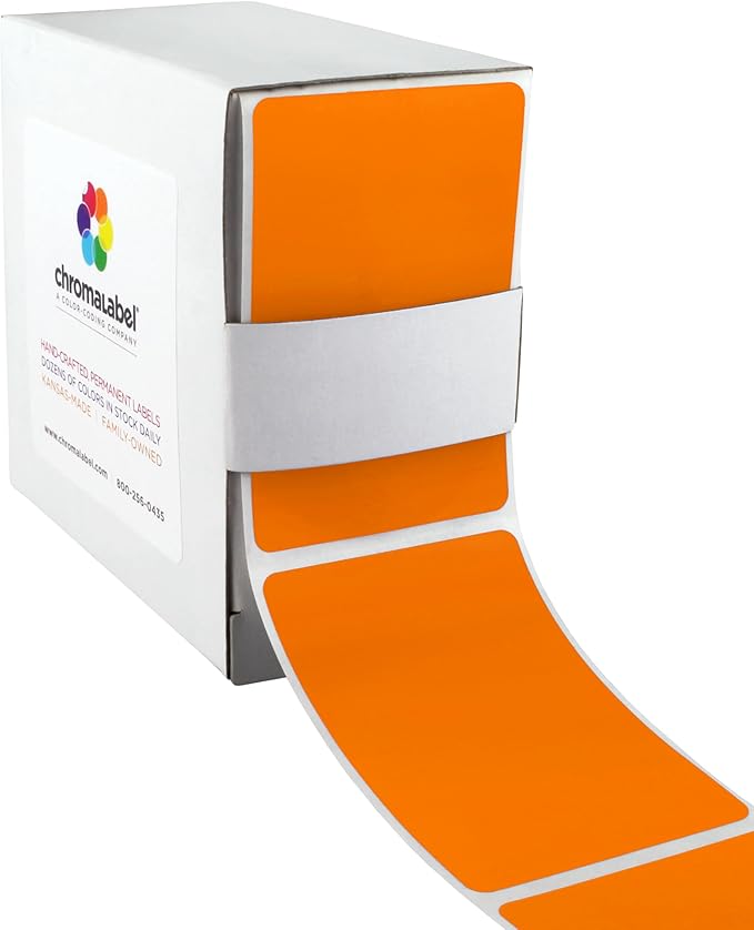 ChromaLabel 2 x 3 inch Permanent Color Code Rectangle Labels, 250 Labels per by ChromaLabel