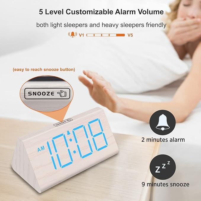 DreamSky Wooden Digital Alarm Clocks - Image 5