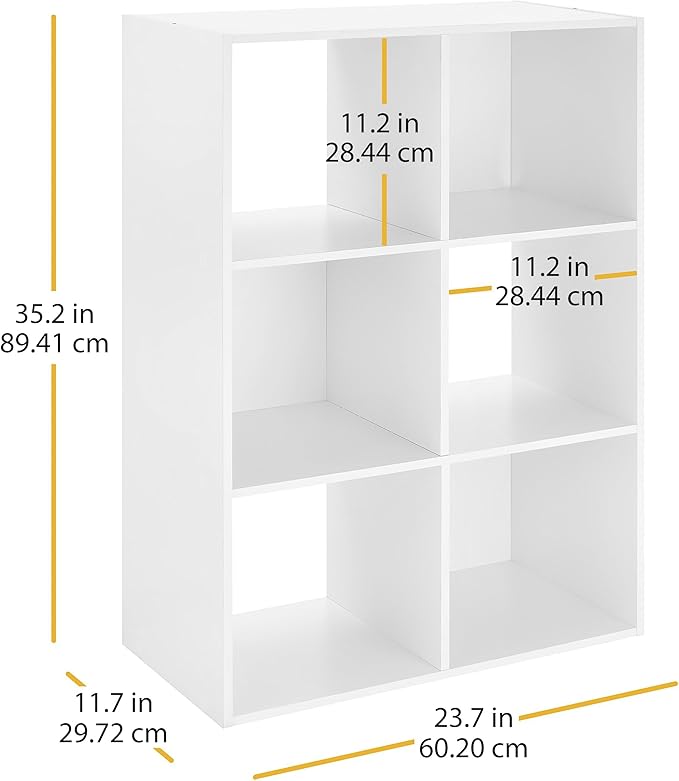 Whitmor 6 Cube Bookcase, 3 Tier Stackable MDF Bookself, Open Storage Display - Image 3