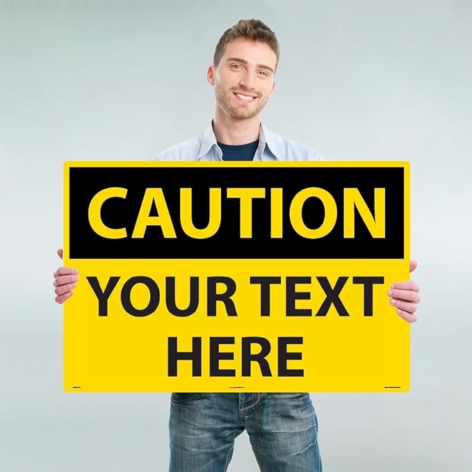 Custom OSHA Style Caution Sign 24" x 36" Aluminum Sign, Customizable "Your Text - Image 2