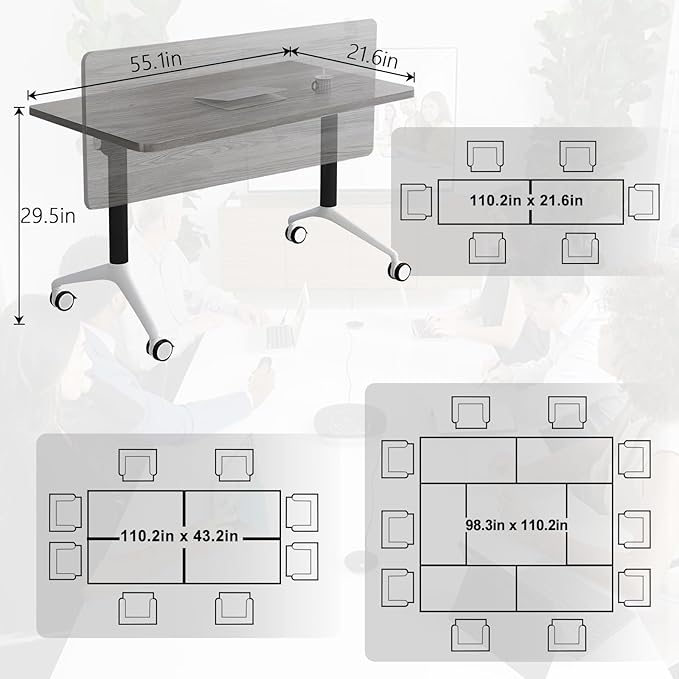 Conference Table, 55.1''Folding Conference Room Table - Image 2